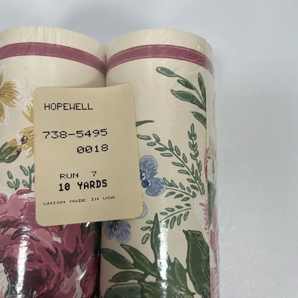 Vintage '96 Flower Boarder Wallpaper Border 10 Yards Hopewell 738-5495 0018 USA